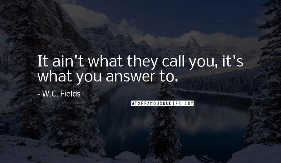 W.C. Fields Quotes: It ain't what they call you, it's what you answer to.