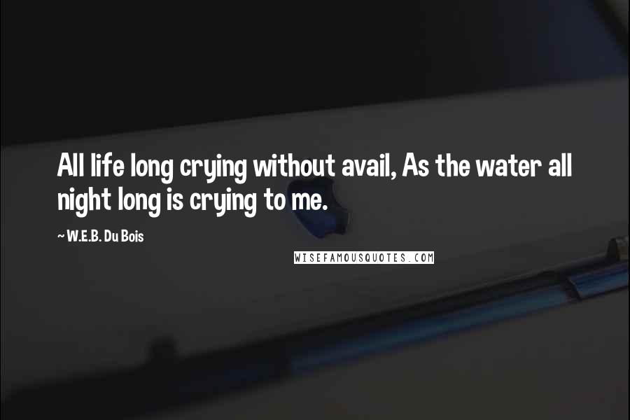 W.E.B. Du Bois Quotes: All life long crying without avail, As the water all night long is crying to me.