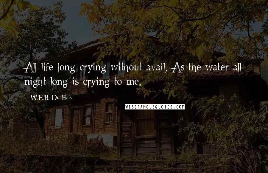 W.E.B. Du Bois Quotes: All life long crying without avail, As the water all night long is crying to me.