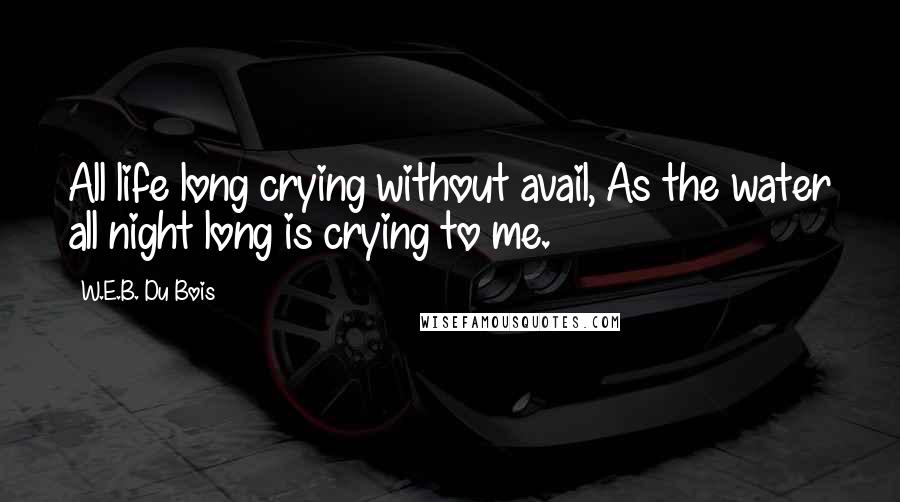 W.E.B. Du Bois Quotes: All life long crying without avail, As the water all night long is crying to me.