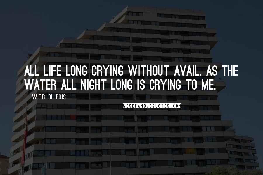 W.E.B. Du Bois Quotes: All life long crying without avail, As the water all night long is crying to me.