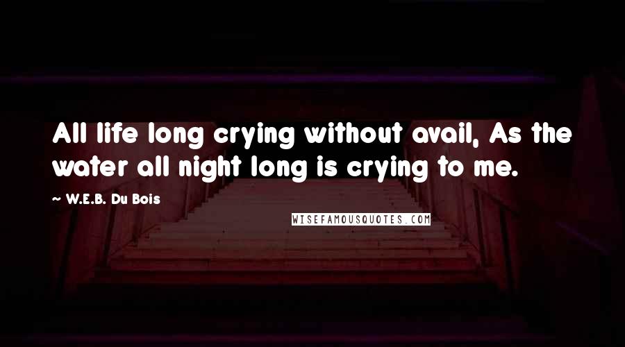 W.E.B. Du Bois Quotes: All life long crying without avail, As the water all night long is crying to me.