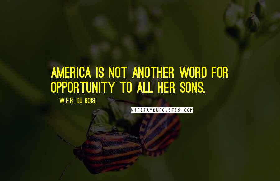 W.E.B. Du Bois Quotes: America is not another word for Opportunity to all her sons.