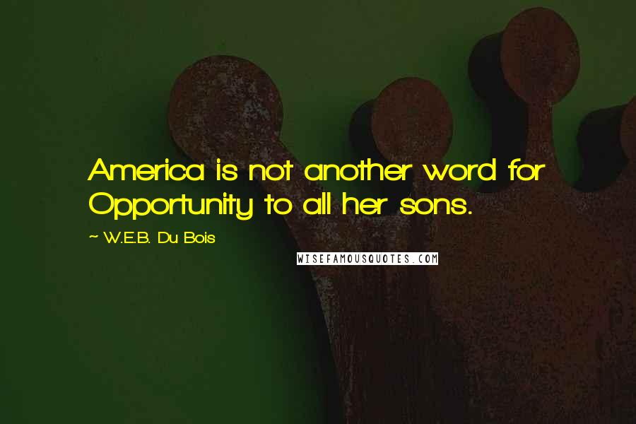 W.E.B. Du Bois Quotes: America is not another word for Opportunity to all her sons.