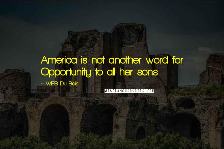 W.E.B. Du Bois Quotes: America is not another word for Opportunity to all her sons.