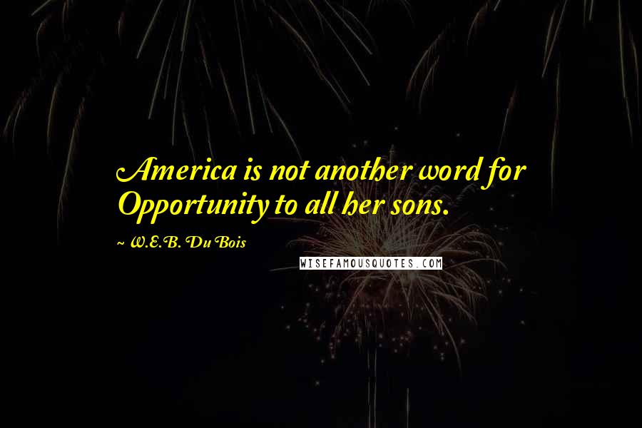 W.E.B. Du Bois Quotes: America is not another word for Opportunity to all her sons.