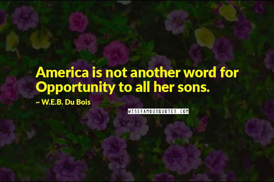 W.E.B. Du Bois Quotes: America is not another word for Opportunity to all her sons.