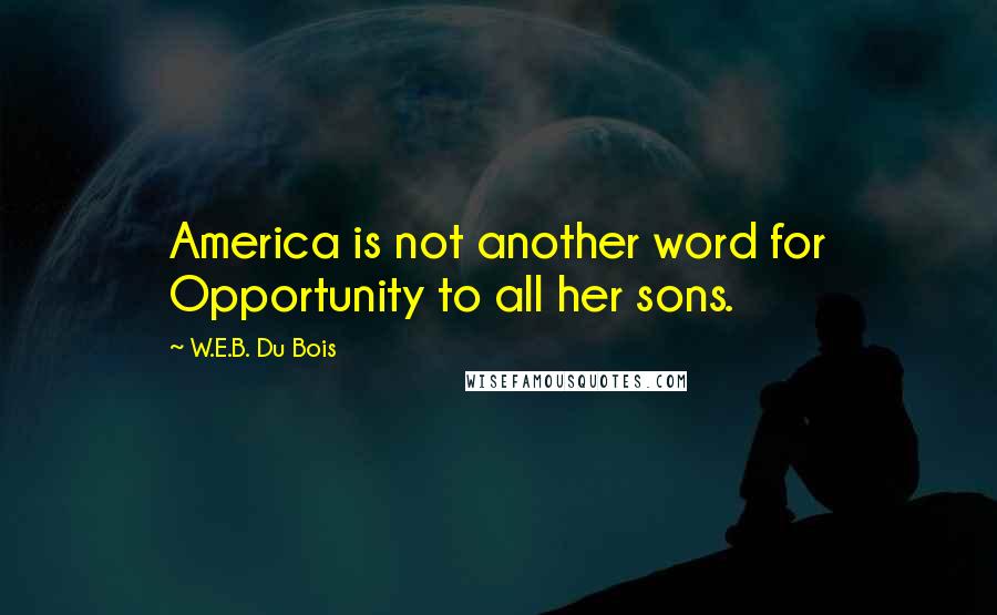 W.E.B. Du Bois Quotes: America is not another word for Opportunity to all her sons.