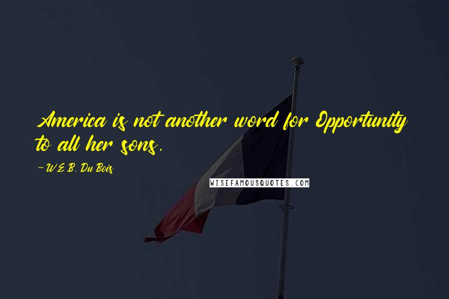 W.E.B. Du Bois Quotes: America is not another word for Opportunity to all her sons.