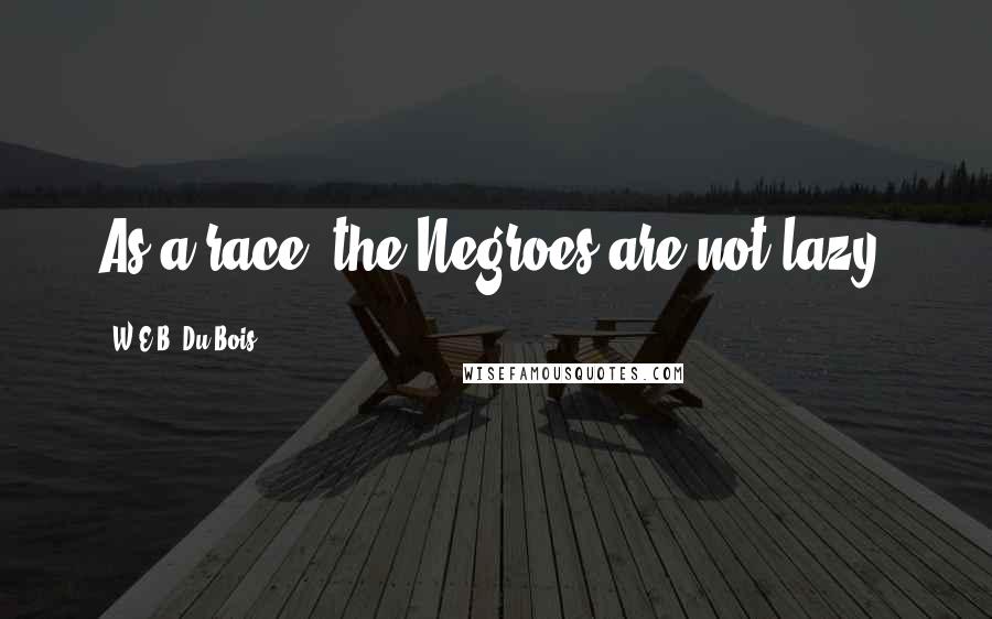 W.E.B. Du Bois Quotes: As a race, the Negroes are not lazy.