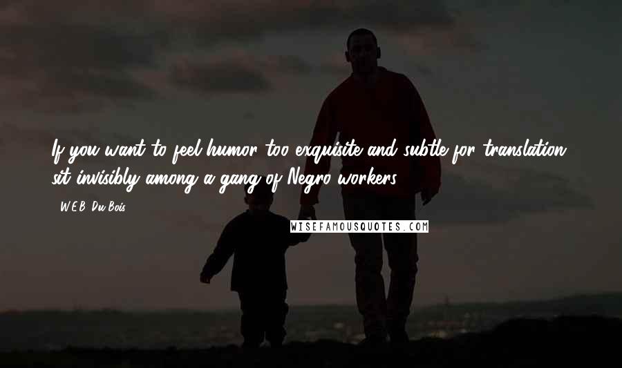 W.E.B. Du Bois Quotes: If you want to feel humor too exquisite and subtle for translation, sit invisibly among a gang of Negro workers.