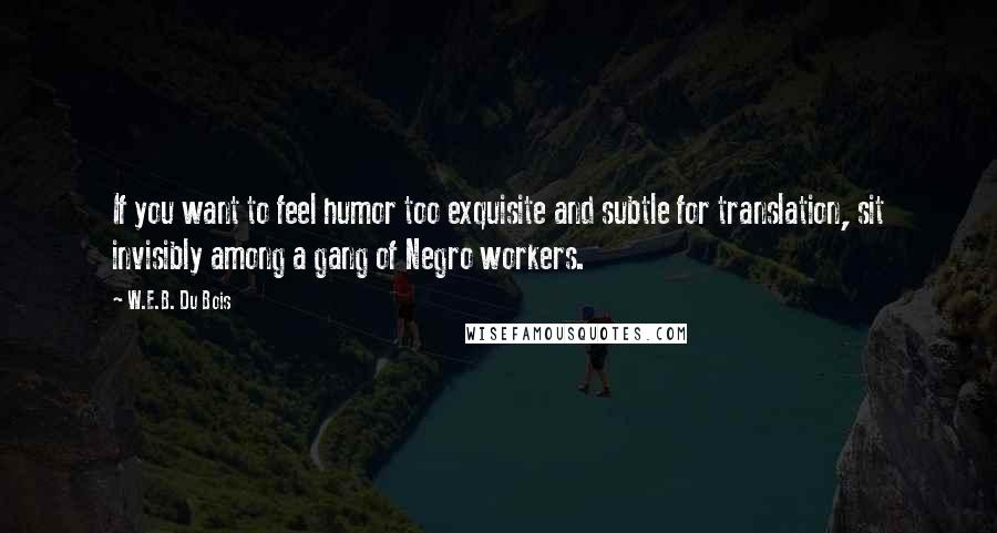 W.E.B. Du Bois Quotes: If you want to feel humor too exquisite and subtle for translation, sit invisibly among a gang of Negro workers.