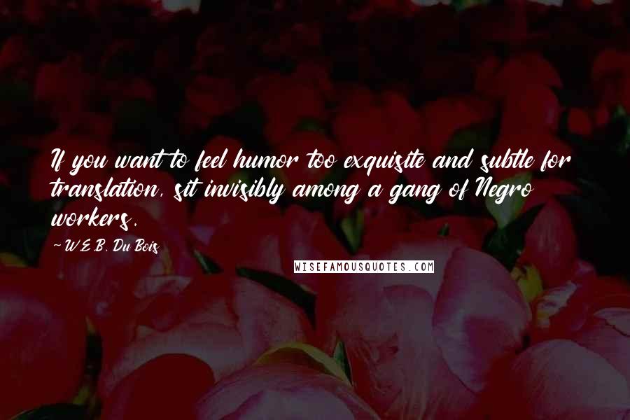 W.E.B. Du Bois Quotes: If you want to feel humor too exquisite and subtle for translation, sit invisibly among a gang of Negro workers.