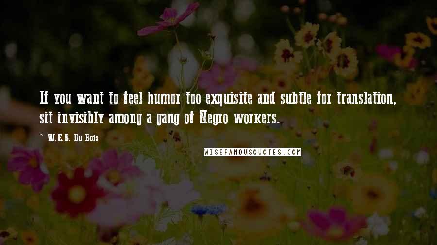 W.E.B. Du Bois Quotes: If you want to feel humor too exquisite and subtle for translation, sit invisibly among a gang of Negro workers.
