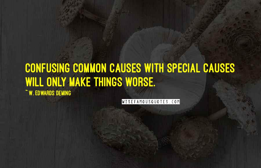 W. Edwards Deming Quotes: Confusing common causes with special causes will only make things worse.