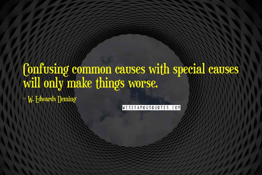 W. Edwards Deming Quotes: Confusing common causes with special causes will only make things worse.
