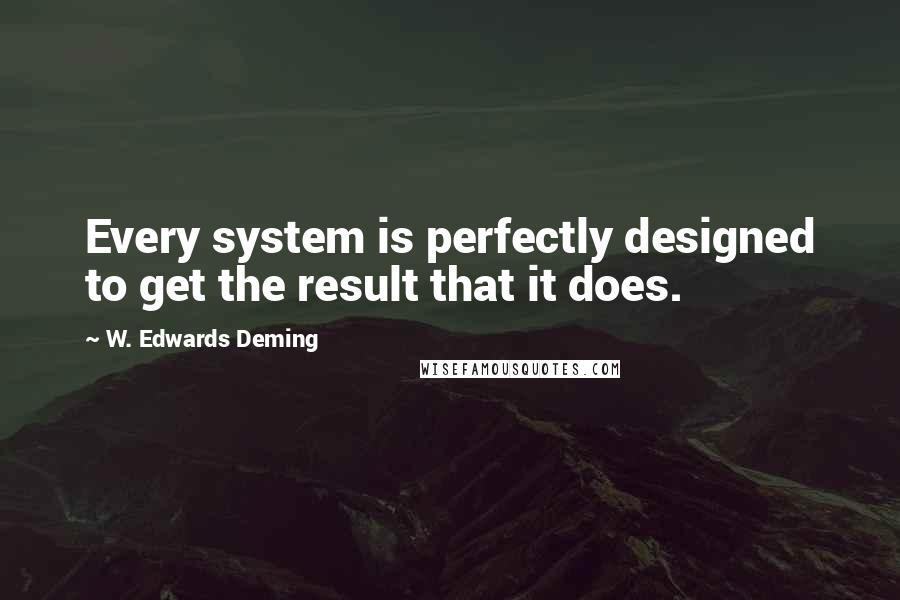 W. Edwards Deming Quotes: Every system is perfectly designed to get the result that it does.