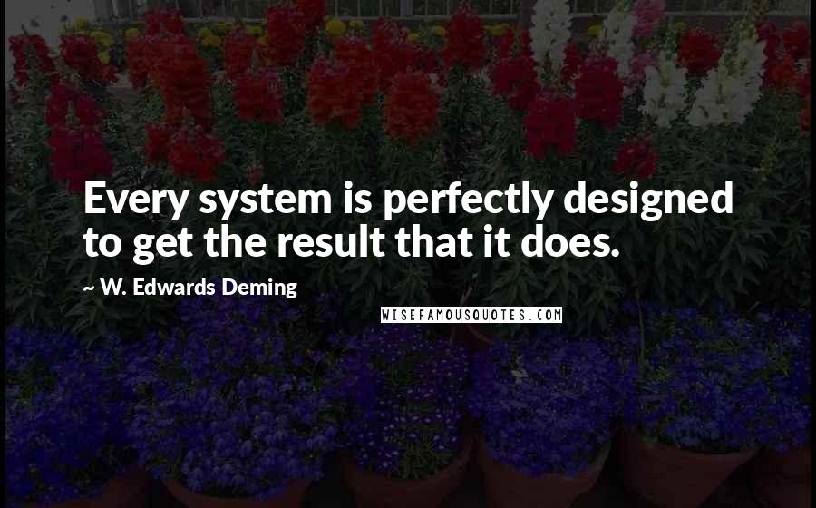 W. Edwards Deming Quotes: Every system is perfectly designed to get the result that it does.