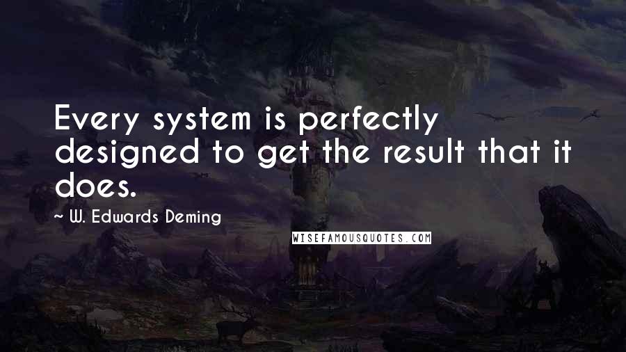 W. Edwards Deming Quotes: Every system is perfectly designed to get the result that it does.