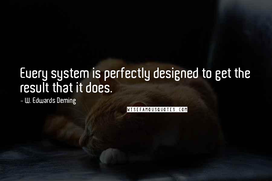 W. Edwards Deming Quotes: Every system is perfectly designed to get the result that it does.