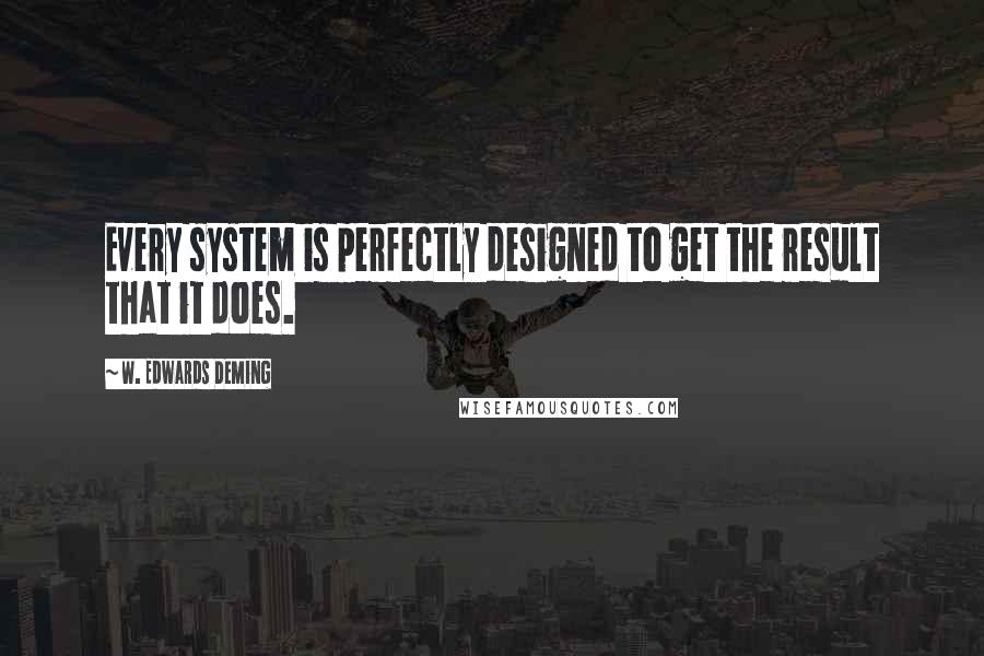 W. Edwards Deming Quotes: Every system is perfectly designed to get the result that it does.