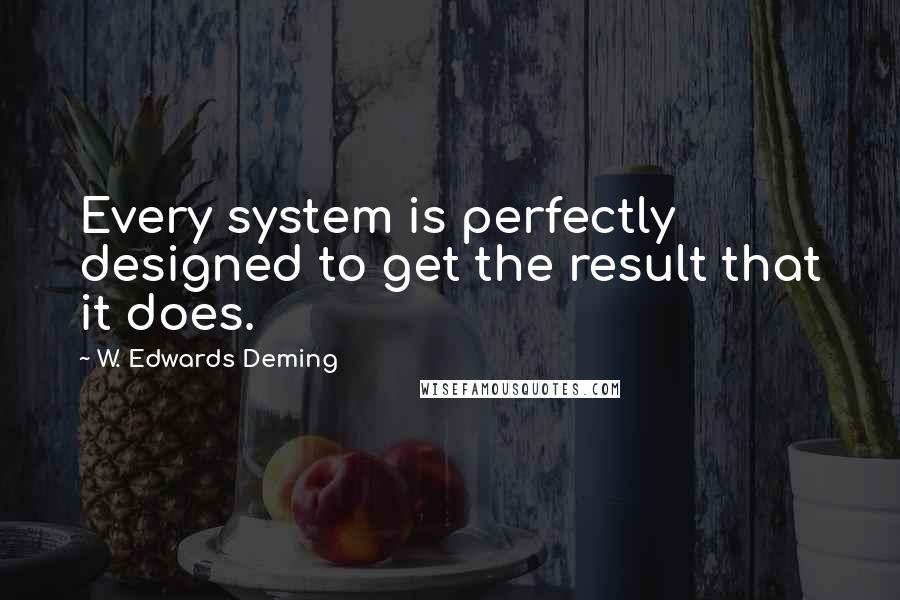 W. Edwards Deming Quotes: Every system is perfectly designed to get the result that it does.