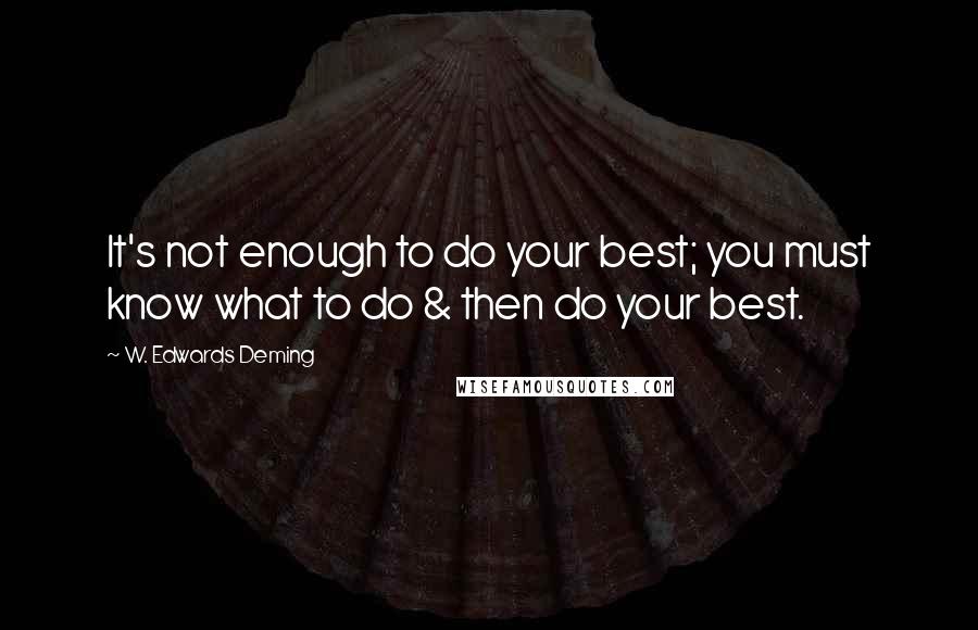 W. Edwards Deming Quotes: It's not enough to do your best; you must know what to do & then do your best.