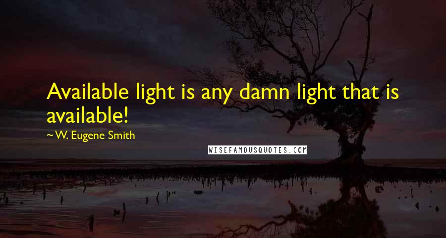 W. Eugene Smith Quotes: Available light is any damn light that is available!