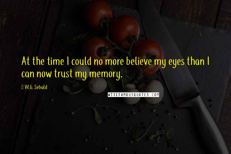 W.G. Sebald Quotes: At the time I could no more believe my eyes than I can now trust my memory.