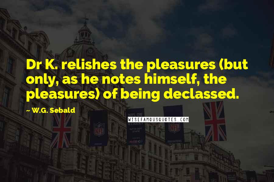 W.G. Sebald Quotes: Dr K. relishes the pleasures (but only, as he notes himself, the pleasures) of being declassed.