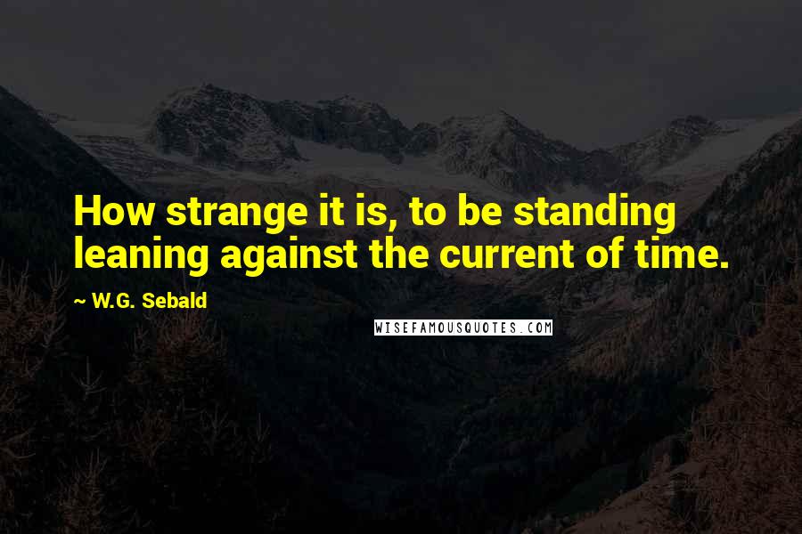 W.G. Sebald Quotes: How strange it is, to be standing leaning against the current of time.