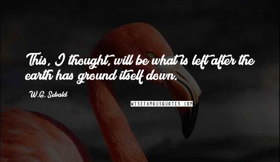 W.G. Sebald Quotes: This, I thought, will be what is left after the earth has ground itself down.