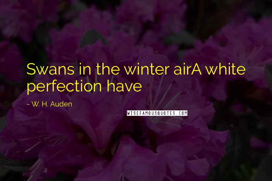 W. H. Auden Quotes: Swans in the winter airA white perfection have