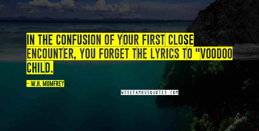 W.H. Mumfrey Quotes: In the confusion of your first close encounter, you forget the lyrics to "Voodoo Child.