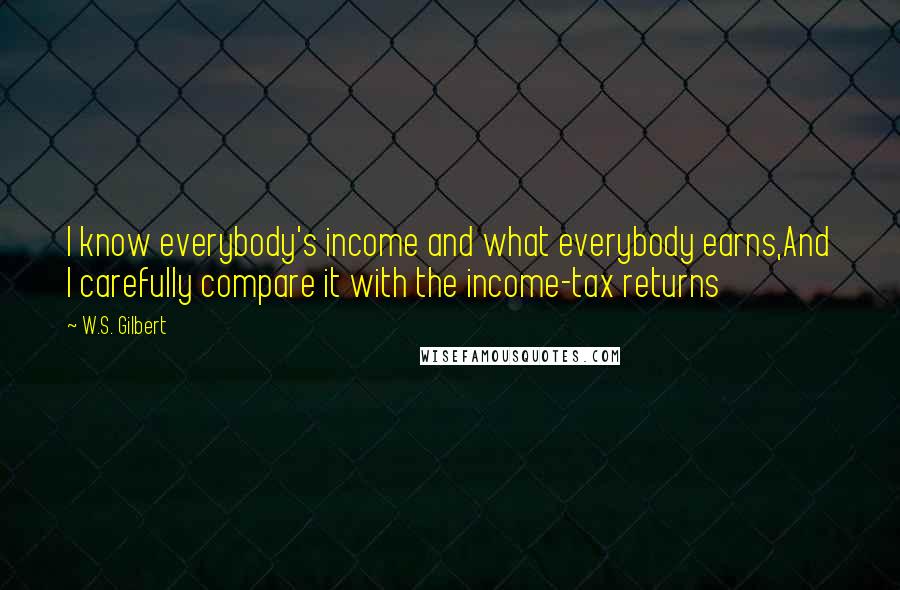 W.S. Gilbert Quotes: I know everybody's income and what everybody earns,And I carefully compare it with the income-tax returns