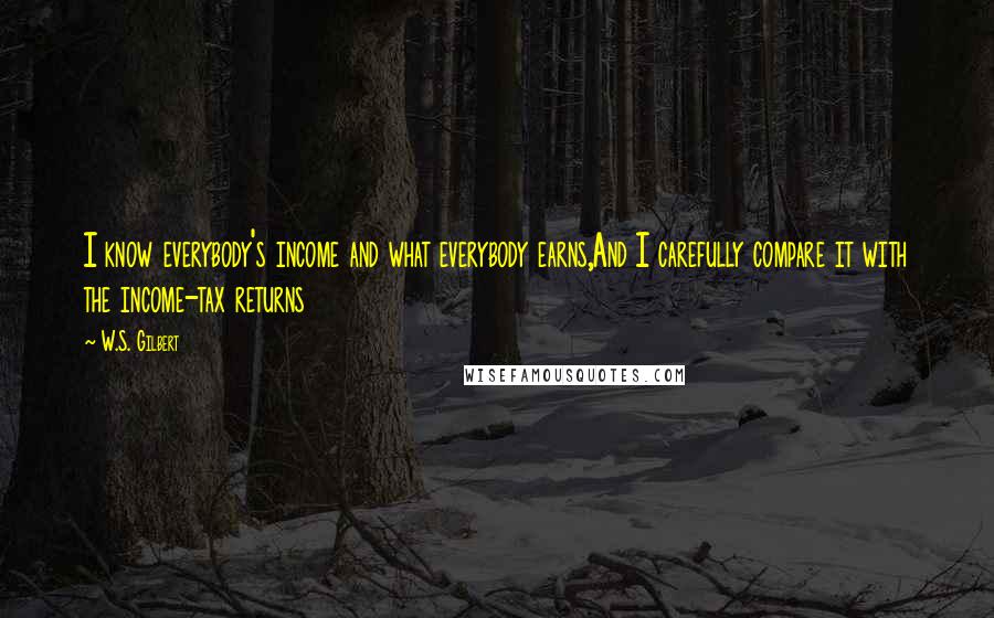 W.S. Gilbert Quotes: I know everybody's income and what everybody earns,And I carefully compare it with the income-tax returns