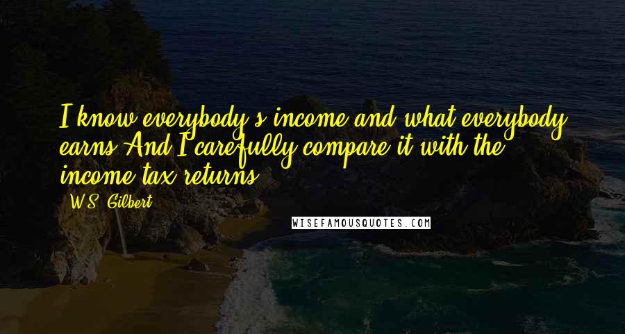 W.S. Gilbert Quotes: I know everybody's income and what everybody earns,And I carefully compare it with the income-tax returns