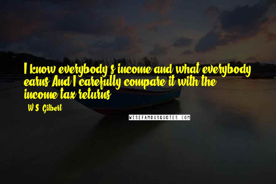 W.S. Gilbert Quotes: I know everybody's income and what everybody earns,And I carefully compare it with the income-tax returns