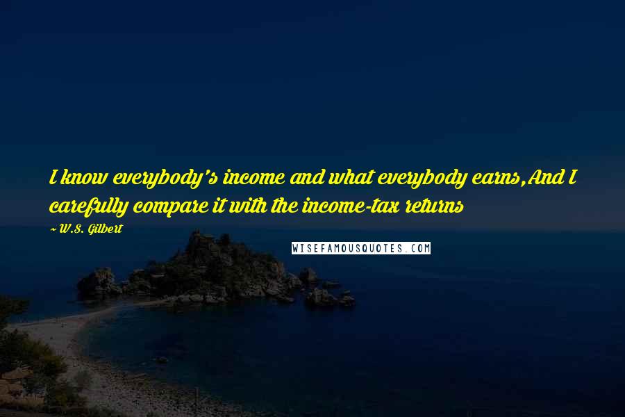 W.S. Gilbert Quotes: I know everybody's income and what everybody earns,And I carefully compare it with the income-tax returns