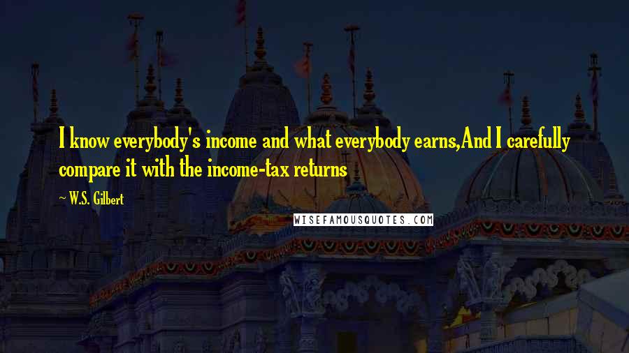 W.S. Gilbert Quotes: I know everybody's income and what everybody earns,And I carefully compare it with the income-tax returns