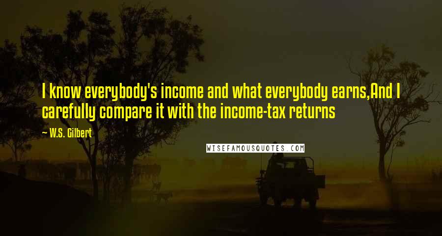 W.S. Gilbert Quotes: I know everybody's income and what everybody earns,And I carefully compare it with the income-tax returns