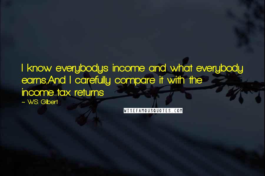 W.S. Gilbert Quotes: I know everybody's income and what everybody earns,And I carefully compare it with the income-tax returns