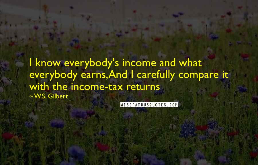 W.S. Gilbert Quotes: I know everybody's income and what everybody earns,And I carefully compare it with the income-tax returns