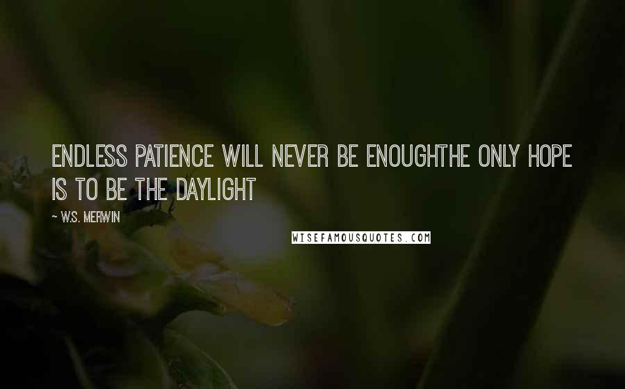 W.S. Merwin Quotes: endless patience will never be enoughthe only hope is to be the daylight