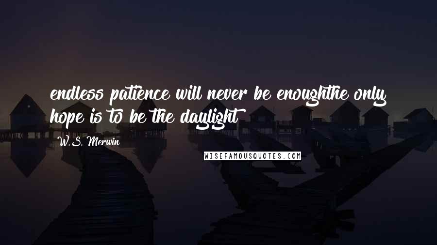 W.S. Merwin Quotes: endless patience will never be enoughthe only hope is to be the daylight