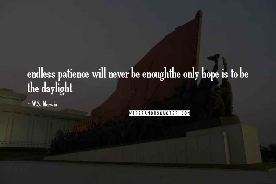 W.S. Merwin Quotes: endless patience will never be enoughthe only hope is to be the daylight