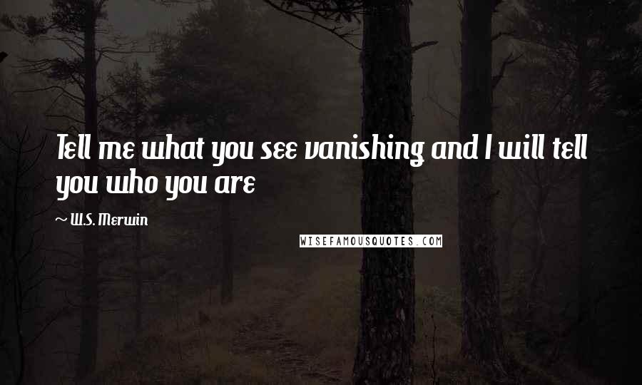 W.S. Merwin Quotes: Tell me what you see vanishing and I will tell you who you are