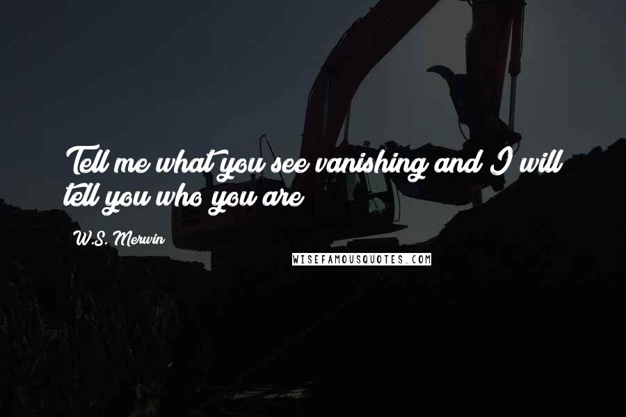 W.S. Merwin Quotes: Tell me what you see vanishing and I will tell you who you are