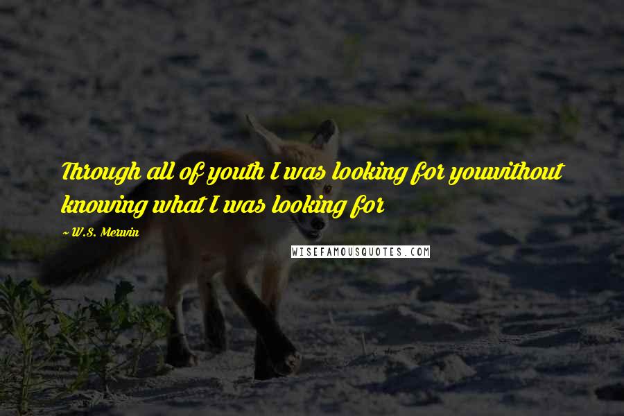 W.S. Merwin Quotes: Through all of youth I was looking for youwithout knowing what I was looking for
