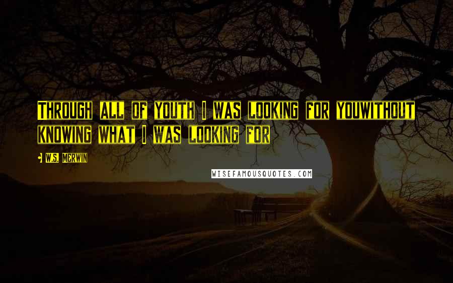 W.S. Merwin Quotes: Through all of youth I was looking for youwithout knowing what I was looking for